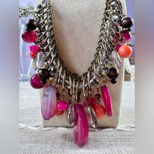Erica Lyons Stone Glass Statement Necklace